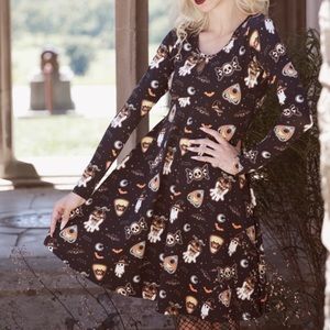 -SOLD- Sourpuss Spooky Treats Keyhole Skater Dress